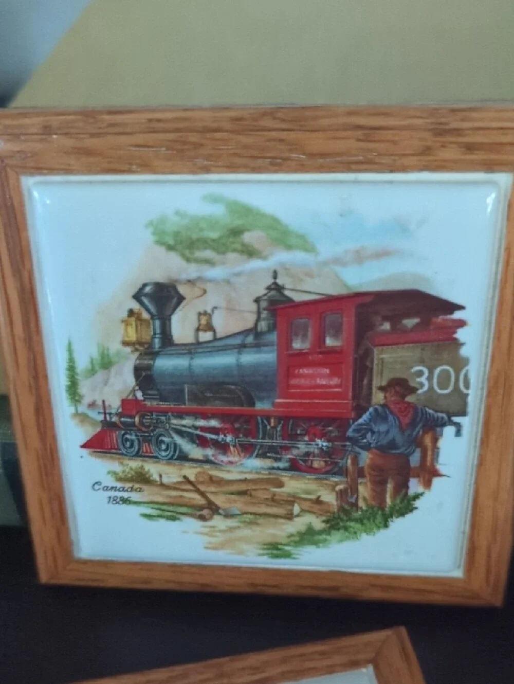 Vintage Train Tile Coasters set of 4